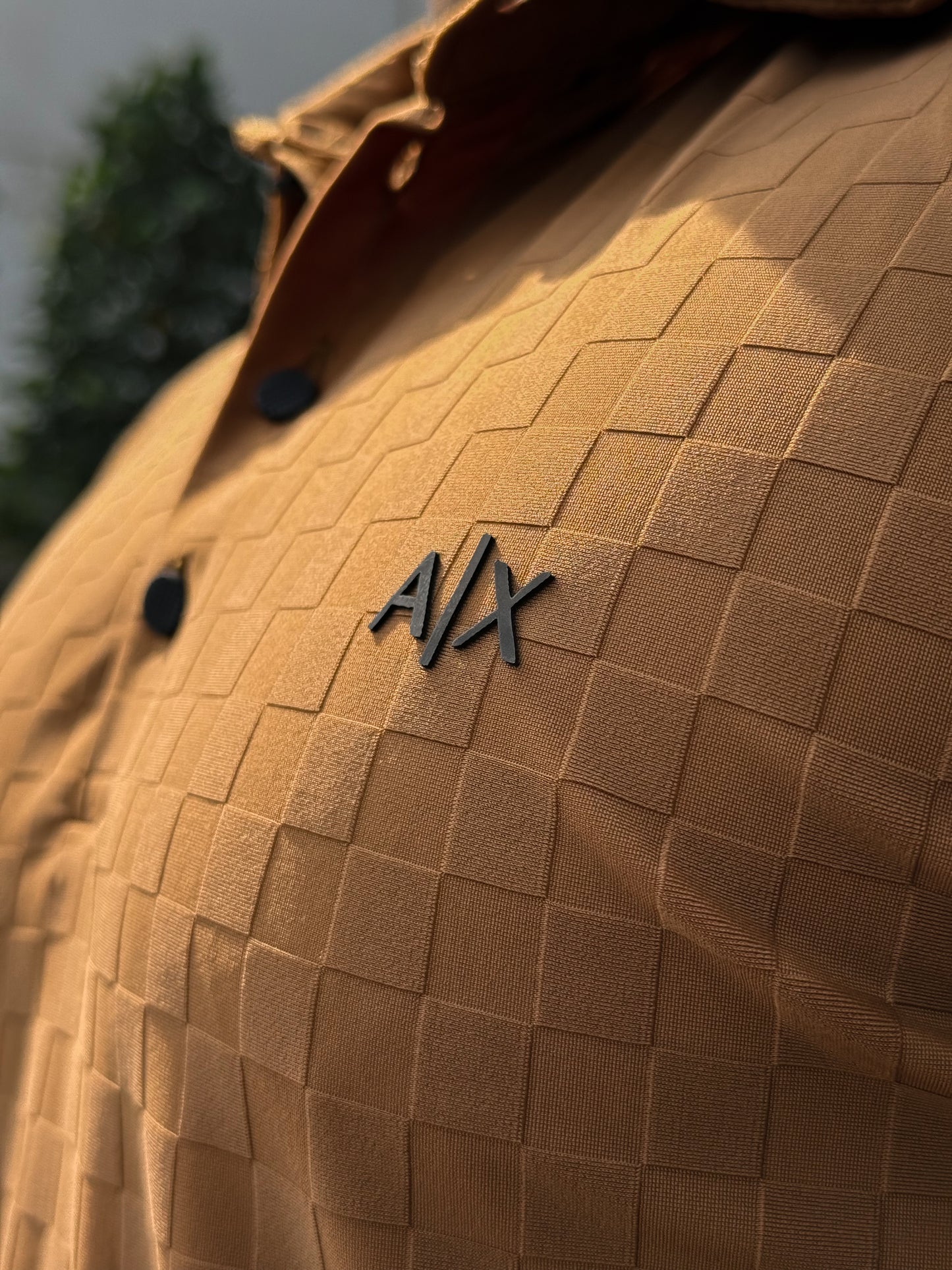 5ive Check-Mesh Polo T-Shirt – Amber Brown