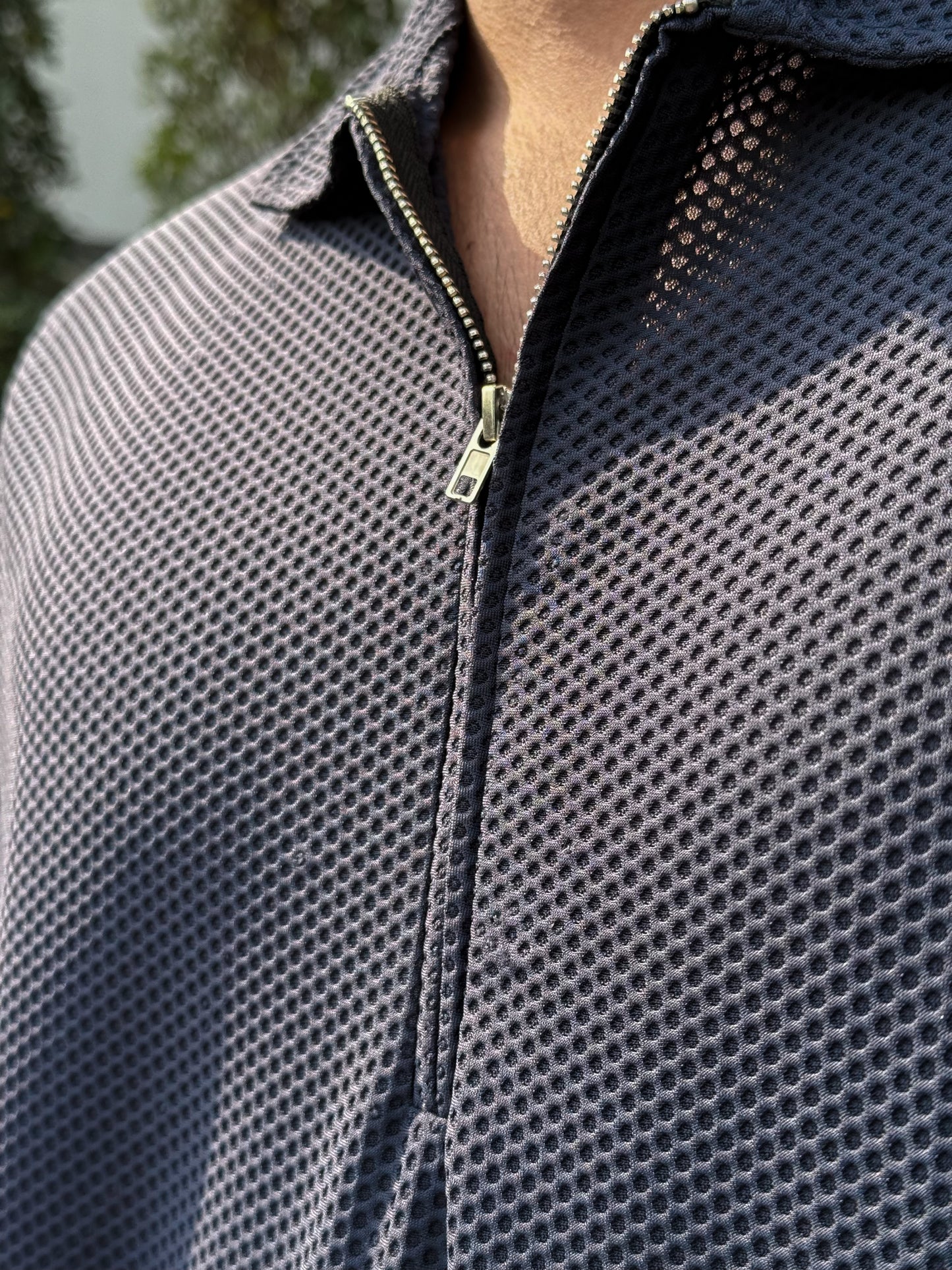 5ive Geo-Zip Polo T-Shirt – Deep Navy